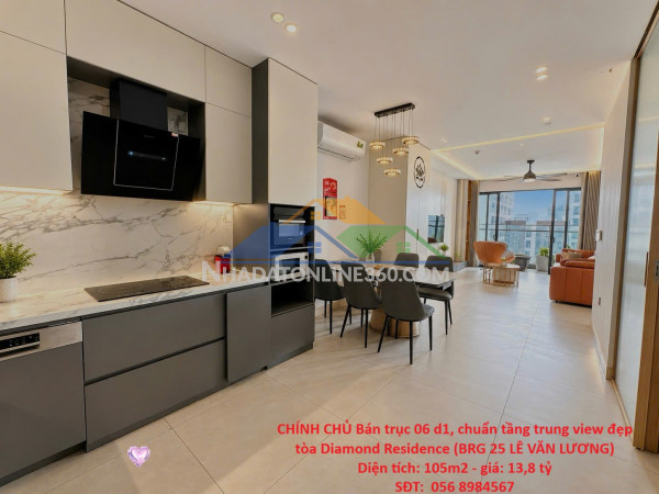 Chính chủ bán trục 06 d1, chuẩn tầng trung view đẹp tòa diamond residence (brg 25 lê văn lương)