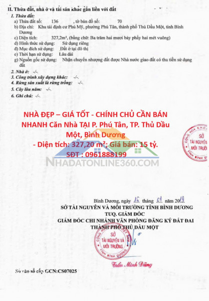 Nhà đẹp – giá tốt - chính chủ cần bán nhanh căn nhà tại p. phú tân, tp. thủ dầu một, bình dương