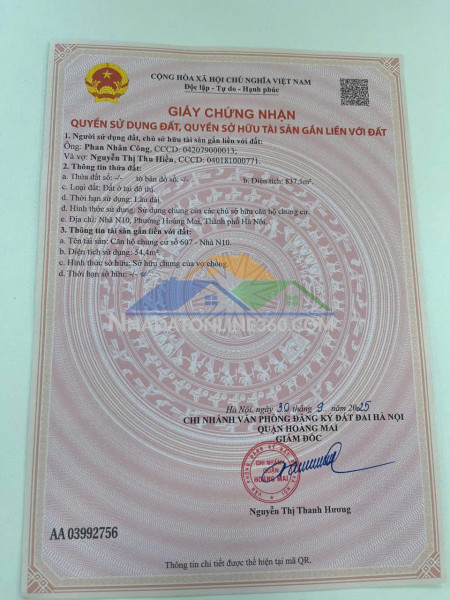 Chính chủ bán căn hộ chung cư 2n n10 thịnh liệt, phường thịnh liệt, quận hoàng mai, hà nội - căn góc 2 mặt thoáng