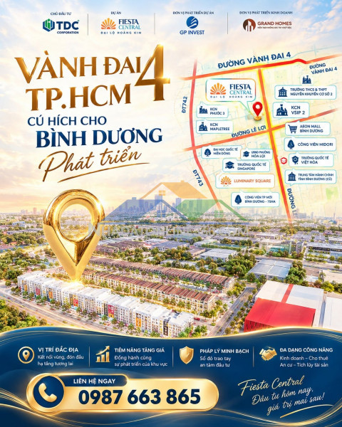 Dự án fiestal central bình dương – 0987663865  shophouse 2 mặt tiền – tài sản kép, linh hoạt khai thác
