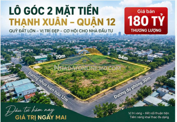 Lô góc 2 mặt tiền thạnh xuân, q12 – 3.900m² – giá 180 tỷ tl