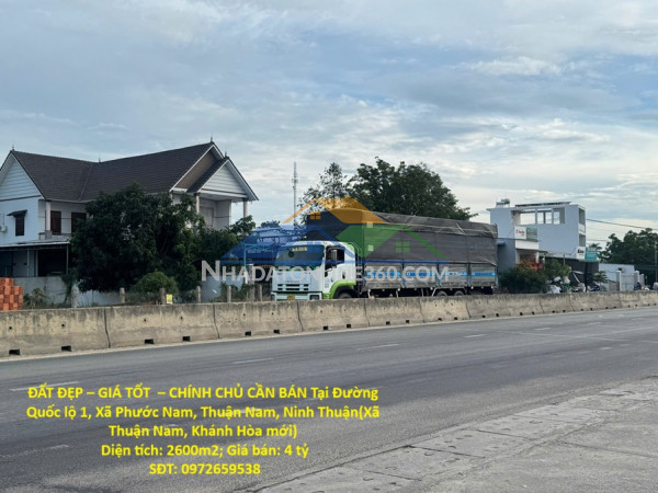 Đất đẹp – giá tốt  – chính chủ cần bán tại đường quốc lộ 1, xã phước nam, thuận nam, ninh thuận