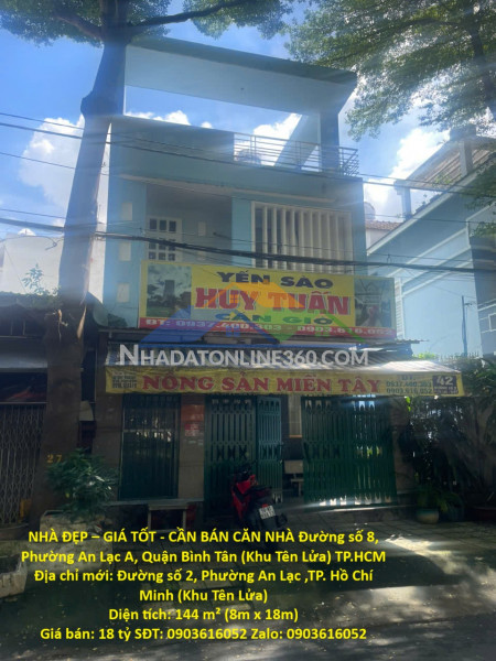 Nhà đẹp – giá tốt - cần bán căn nhà đường số 8, phường an lạc a, quận bình tân (khu tên lửa) tp.hcm