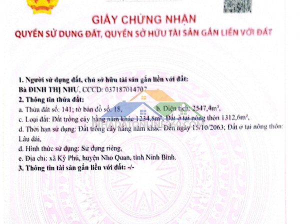 Cần bán nhanh lô đất xã quỳnh lưu, huyện nho quan , ninh bình.