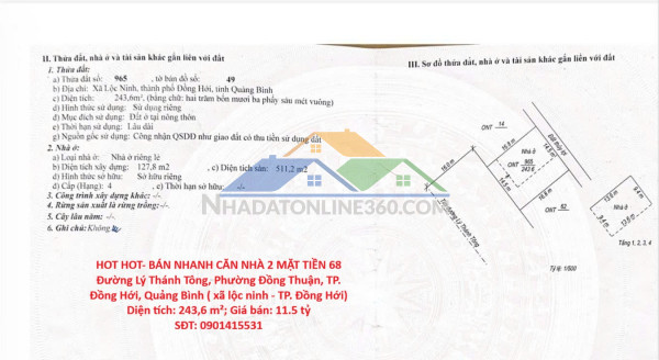 Hot hot- bán nhanh căn nhà 2 mặt tiền lý thánh tông,tp.đồng hới,...