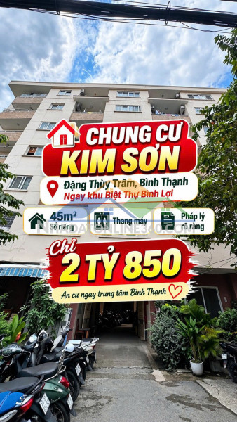 Bán cc kim sơn 1, bình lợi ,đặng thùy trâm 45m2 có thang máy sổ riêng 2.85tỷ