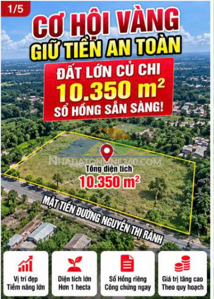 Gấp- đất công nghiệp mt nguyễn thị rành, an nhơn tây, củ chi 10.350m2 chỉ 25 tỷ