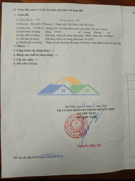 Hot hot – chính chủ cần bán đất vị trí đẹp tại khu phố 2, phường 1(cũ) , tp tây ninh, tây ninh