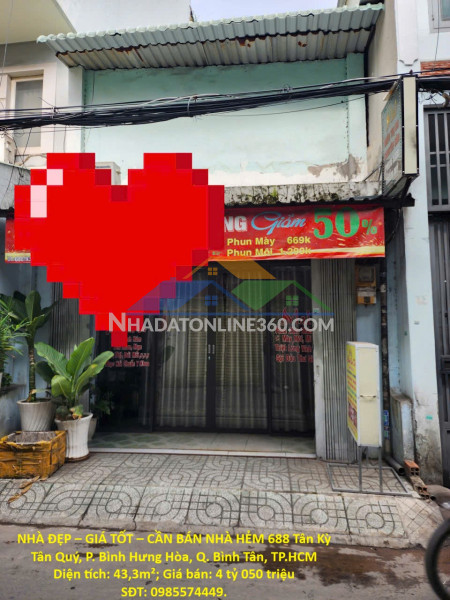 Nhà đẹp – giá tốt – cần bán nhà hẻm 688 tân kỳ tân quý, p. bình hưng hòa, q. bình tân, tp.hcm