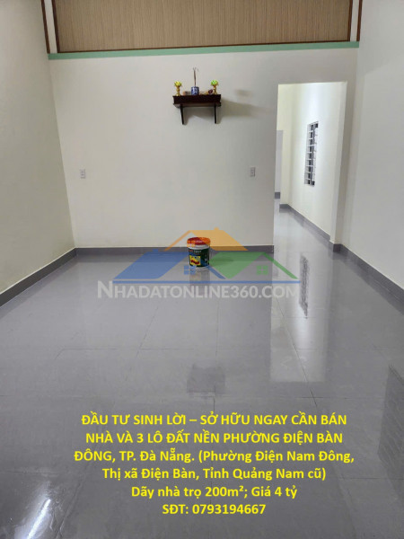 Đầu tư sinh lời – sở hữu ngay cần bán nhà và 3 lô đất nền phường điện bàn đông, tp. đà nẵng