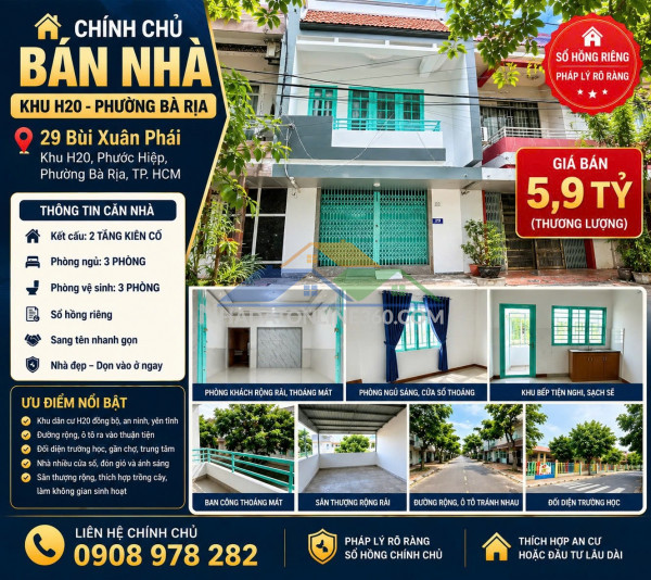 Cần bán nhà phố 2 tầng khu h20, 29 bùi xuân phái, p. phước hưng,...