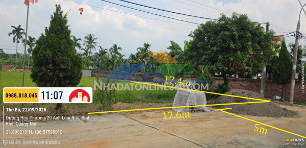 Thanh lý 286m2 đất trảng bàng, trường an, đông triều, quảng ninh