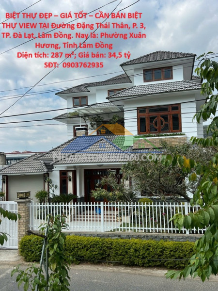 Biệt thự đẹp – giá tốt – cần bán biệt thự view tại đường đặng thái thân, p. 3, tp. đà lạt, lâm đồng