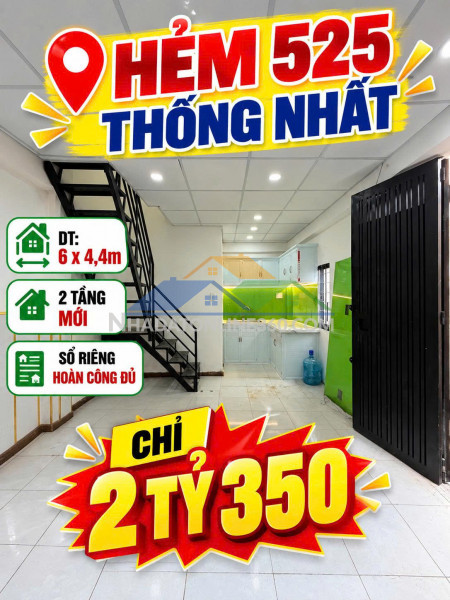Bán nhà thống nhất gò vấp , 6m x 4.4m ,2 tầng mới đẹp giá chỉ 2.35tỷ