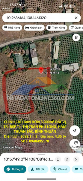 Chính chủ bán hơn 3.000m² đất vị trí đẹp tại thị trấn phú long, hàm thuận bắc, bình thuận