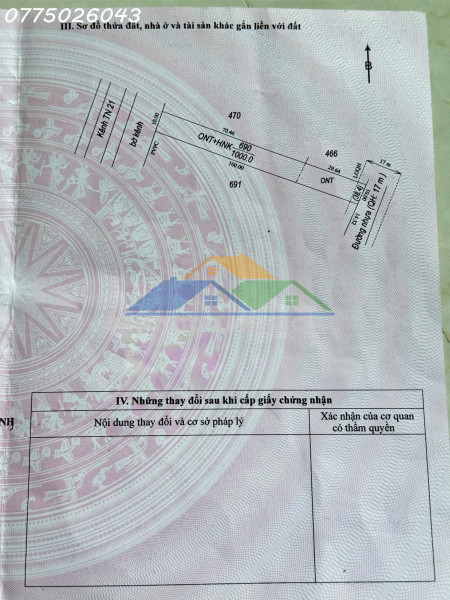 Chính chủ cần bán lô đất siêu đẹp tại ấp cầu trường, xã hảo đước, dt 1.000m2, giá 900tr