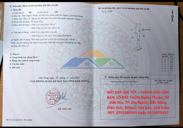 Đất đẹp giá tốt – chính chủ cần bán  lô đất thôn nghĩa thuận, xã đắk nia, tp. gia nghĩa, đắk nông