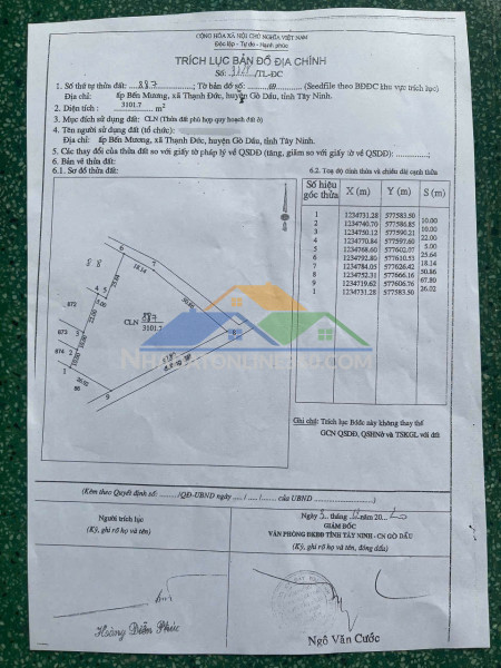 Bán đất tặng nhà, diện tích 1140m2 full đất ở tại thạnh đức, gò dầu, tây ninh