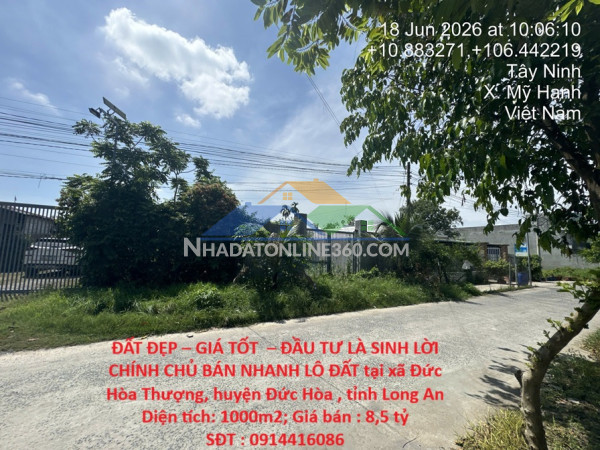 Đất đẹp – giá tốt  – đầu tư là sinh lời chính chủ bán nhanh lô đất tại huyện đức hòa , tỉnh long an