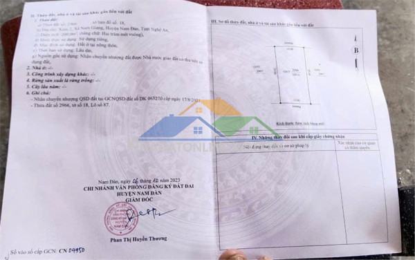 Đất đẹp – giá tốt – cần bán 200m² đất cửa trùa, xã nam giang (cũ), huyện nam đàn, nghệ an