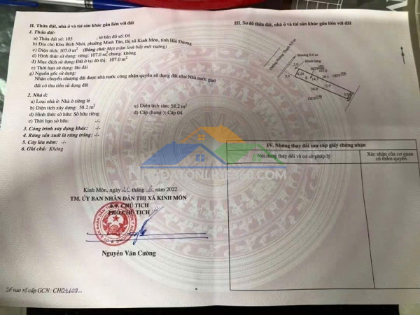 Chính chủ cần bán nhanh lô đất mặt đường hoàng thạch, kinh môn, hải dương