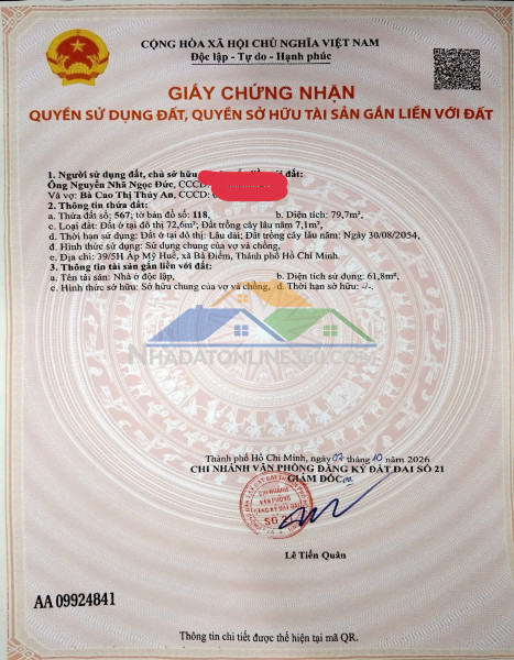 Bán nhà cấp 4 – ấp mỹ huề, bà điểm, tp.hcm ►  giá bán: 3,25 tỷ – sổ hồng riêng
