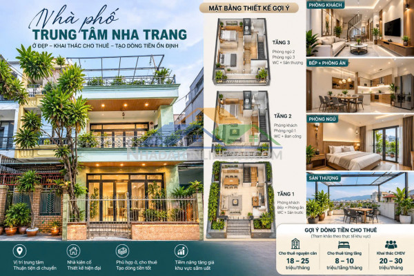 Chính chủ ở xa gửi bán nhà 3 tầng khu bàn cờ tttp nha trang - hẻm thông ô tô vào tận sân nhà