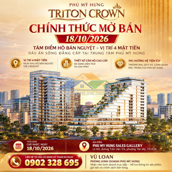 Căn hộ triton crown phú mỹ hưng – vị trí 4 mặt tiền, giỏ hàng đẹp ngày 18/10/2026