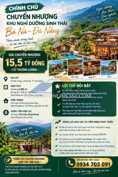 Chính chủ chuyển nhượng khu nghỉ dưỡng sinh thái bà nà – đà...