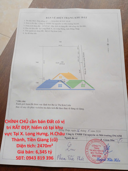 Chính chủ cần bán đất có vị trí rất đẹp, hiếm có tại khu...