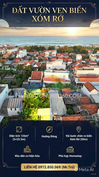 Đất vườn có thổ cư– chính chủ cần bán 2 lô liền kề tại p.phú đông, tp.tuy hòa, t.phú yên