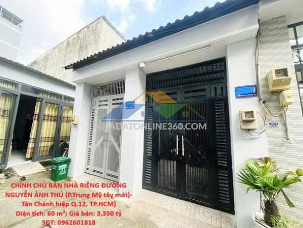 Chính chủ bán nhà riêng đường nguyễn ảnh thủ (p.trung mỹ tây mới)- tân chánh hiệp q.12, tp.hcm)