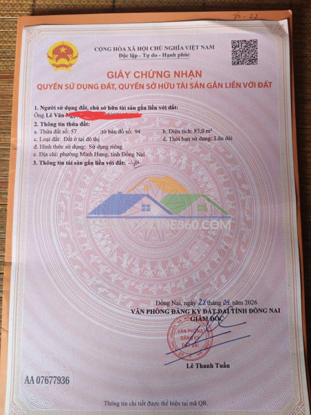 Chính chủ cần bán đất khu đô thị phúc hưng – chơn thành, bình phước