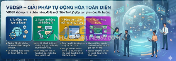 Vbdsp là phần mềm đăng tin bất động sản tự động trên hơn 100 website mua bán và rao vặt nhà đất