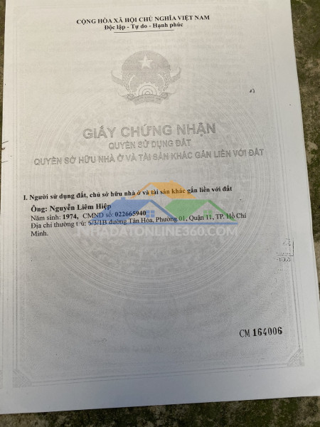 Nhà chính chủ - giá tốt - vị trí đẹp tại xã tân quý, huyện bình chánh, tphcm