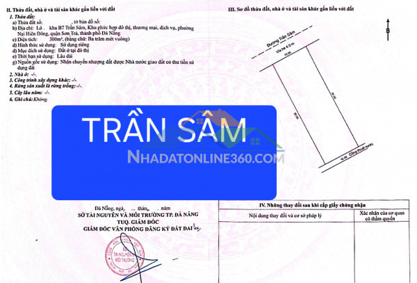 Hàng hiếm - cặp đất đường trần sâm - dt: 600m2 -gía đầu tư