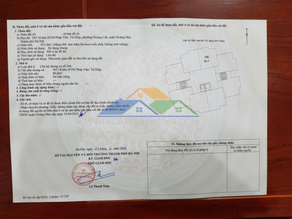 Chính chủ gửi bán căn hộ chung cư no18 pháp vân – tứ hiệp,...