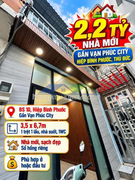 2,2 tỷ nhà mới gần vạn phúc city, hiệp bình phước, thủ...