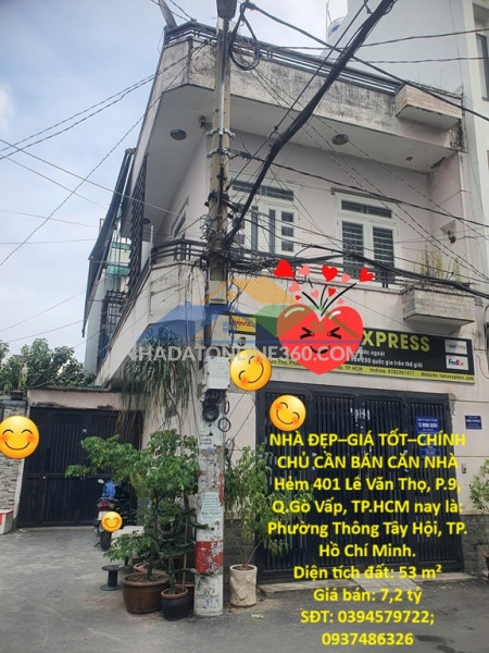 Nhà đẹp–giá tốt–chính chủ cần bán căn nhà  hẻm 401 lê văn thọ, p.9, q.gò vấp, tp.hcm