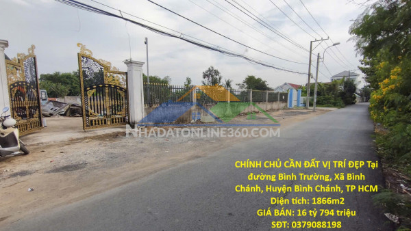 Chính chủ cần đất vị trí đẹp tại xã bình chánh, huyện bình chánh, tp hcm